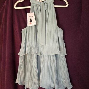 M Zesica NWT Halter Ruffle Tiered Layered Chiffon Flowy Blouse Top in Mint Green